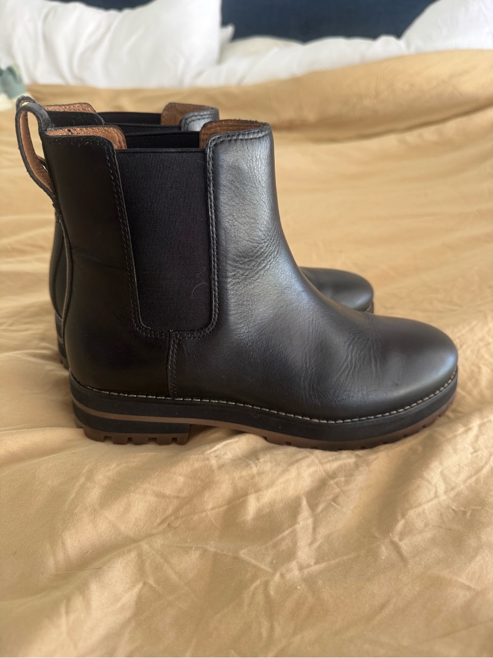 Madewell Black Leather Chelsea Combat Boots
